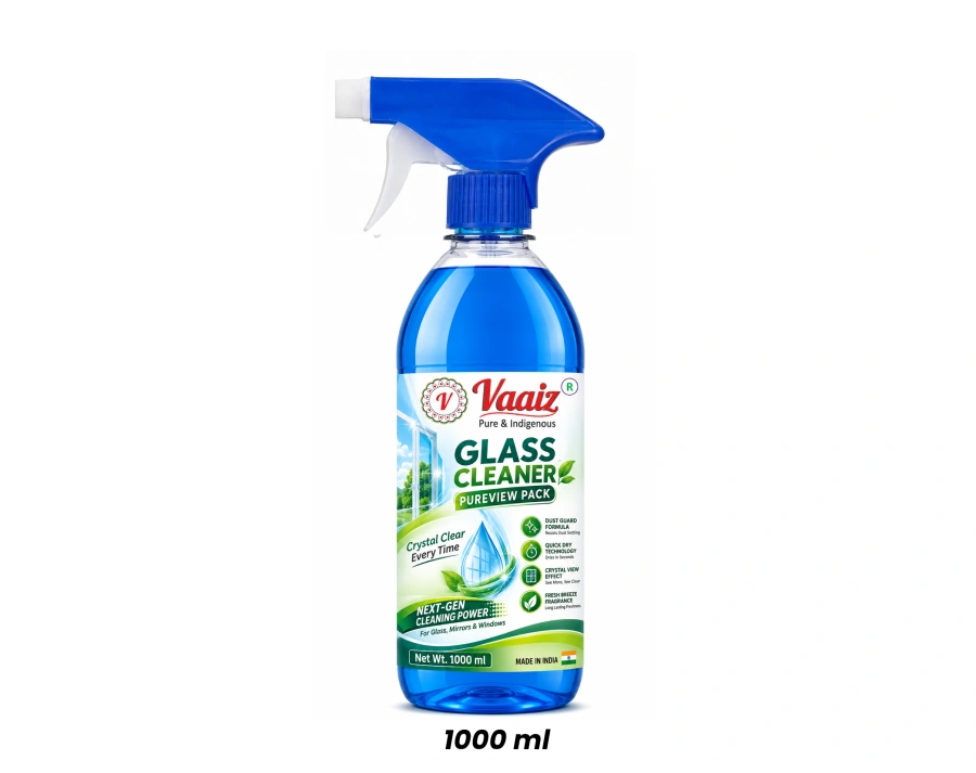 Vaaiz Glass Cleaner & Household Cleaner with Three Position Spray Nozzel for Less Wastage More Coverage, All-Purpose Glass Cleaner for Car, Kitchen and Home Surfaces Pack of 1